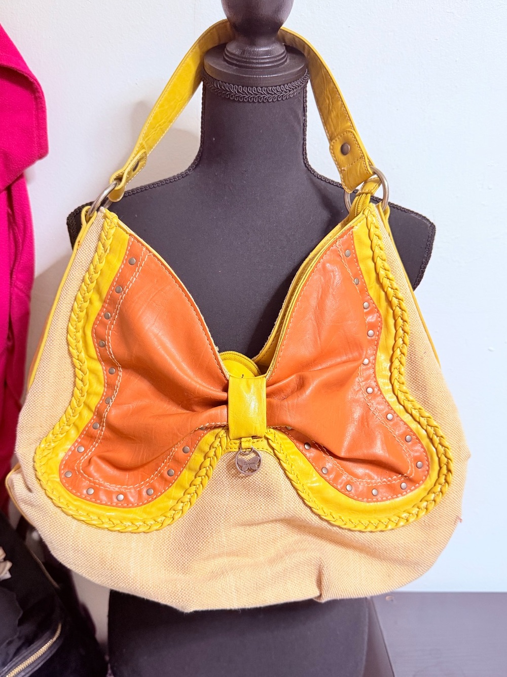 Mariposa Yellow & Orange Bow-Accent Women’s Shoulder Bag